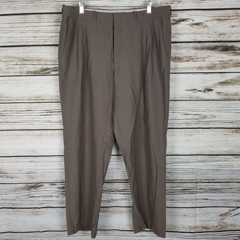 Merit Men's Slacks Size 34 Gray Limited Edition Comfort Crisp Wool Blend Pleated